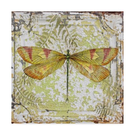 Jean Plout 'Dragonfly On Tin Tile 1' Canvas Art,18x18